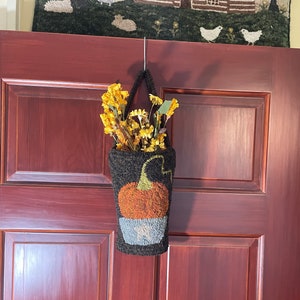 Rug Hooking Kit or Pattern "Pumpkin on Bucket Pocket"