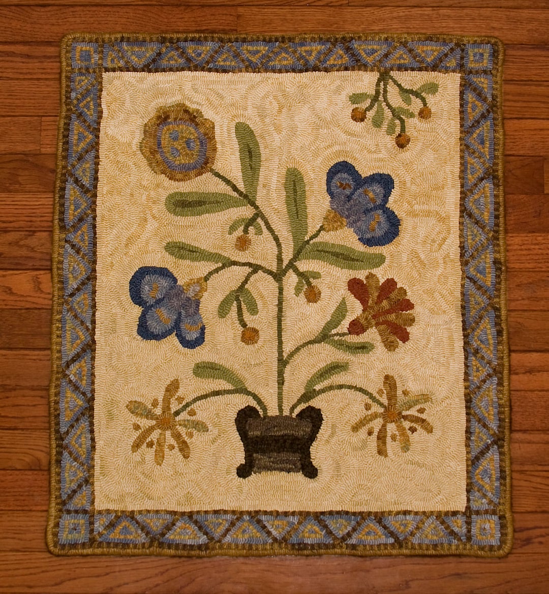Rug Hooking Kit or Pattern "rebecca's Garden" 30"x25, Primitive Rug ...