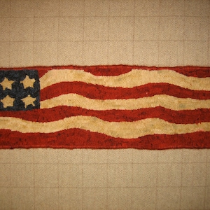 Rug Hooking Kit or pattern "American Flag" 24"x6.5", Primitive Rug Hooking