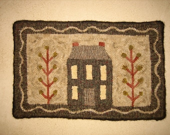 Rug Hooking Kit/pattern "Little House Dark or Light" 14"x9", primitive rug hooking