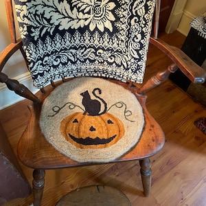 Rug Hooking Kit or Pattern "Jack-O-Lantern Chair Pad"