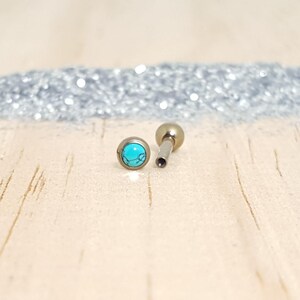 Turquoise Stone and Bronze Titanium Barbell with Ball back