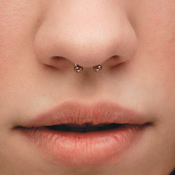 Piercing Septum With Rose Gold Titanium Horseshoe Barbell Etsy Israel