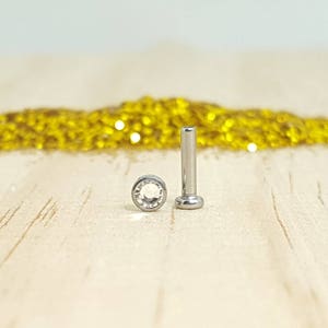 Circonita Cristal en Bisel y Poste Labret de Titanio