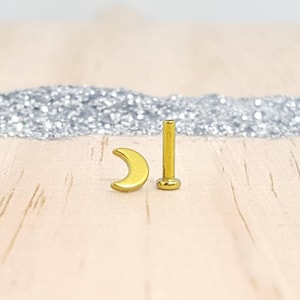 Gold Titanium Moon with Internally threaded Flat Back Labret