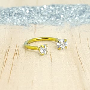 Zirconia Crystal with Yellow Gold Titanium Circular Barbell - Internally threaded