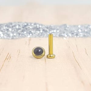 Onyx Stone with Gold Titanium and Flat Base Barbell - Internally threaded