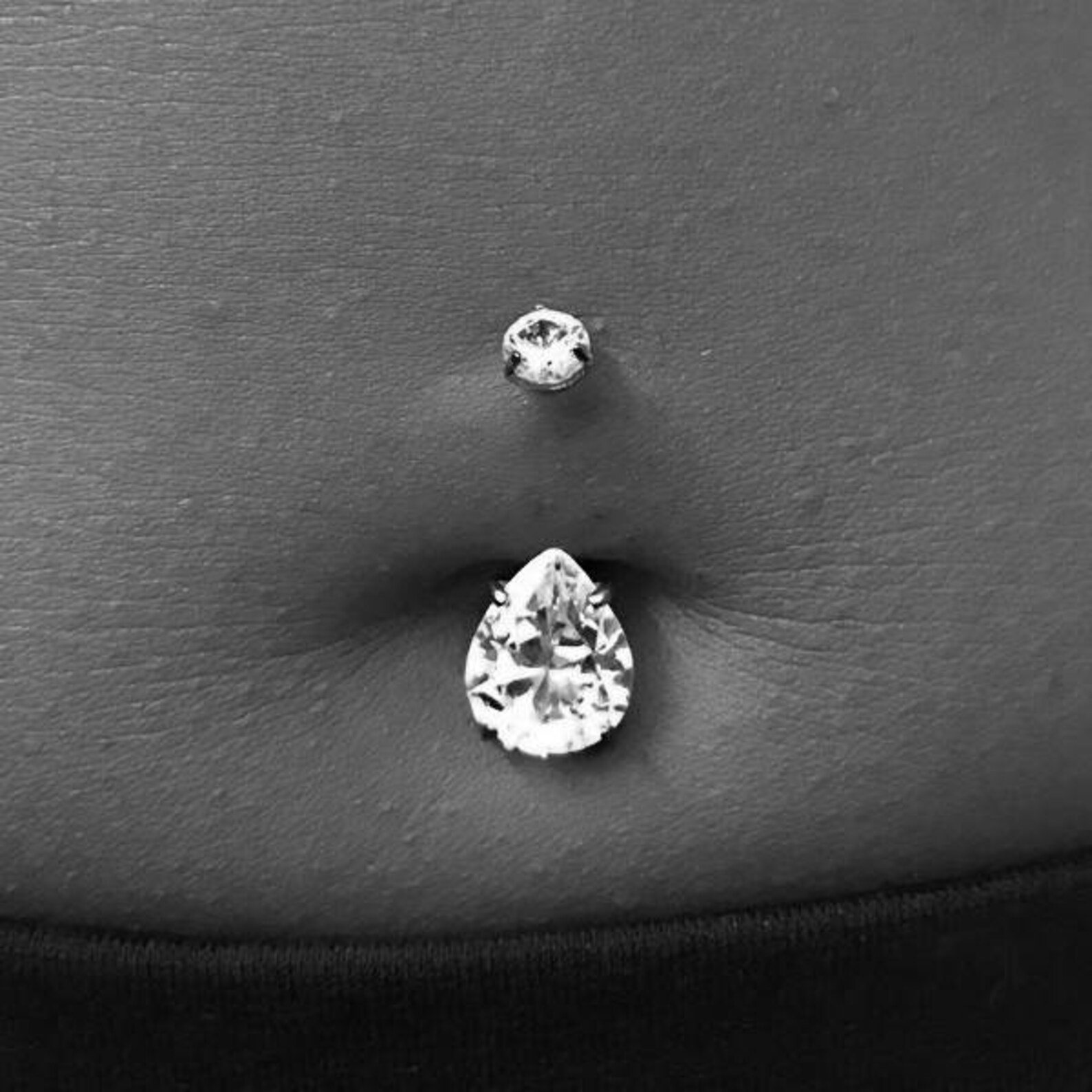 Belly Button Ring With Teardrop Cubic Zirconia Titanium Etsy
