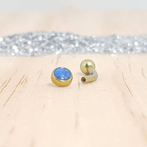 Blue & Green Opal with Gold Titanium Curved Barbell - Internally threaded