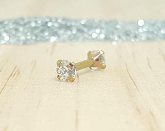 Swarovski Kristal met Rose Gold Titanium 14G Barbell - Voor Tepel en Industriële piercings