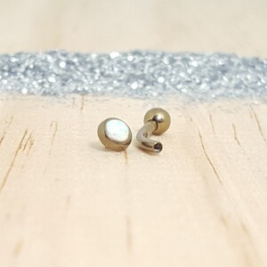 White Opal with Bronze Titanium Curved Barbell - Internally threaded