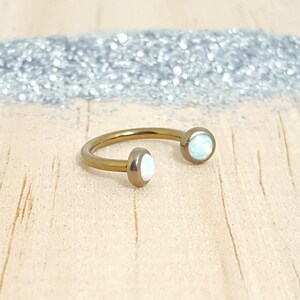 White Opals with Bronze Titanium Circular Barbell - Internally threaded