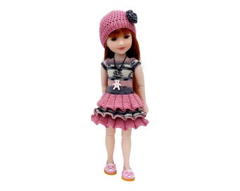 Spring/Summer Dress with Hat and Necklace Ruby Red Fashion Friends for 14.5" Doll
