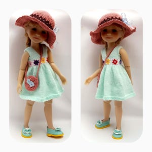 Spring/Summer dress for 14.5 Inch Ruby Red Fashion Friend doll with sun hat