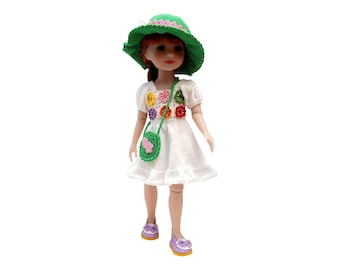 Spring/Summer dress for 14.5 Inch Ruby Red Fashion Friend doll with sun hat