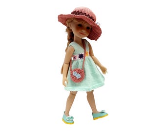 Spring/Summer dress for 14.5 Inch Ruby Red Fashion Friend doll with sun hat