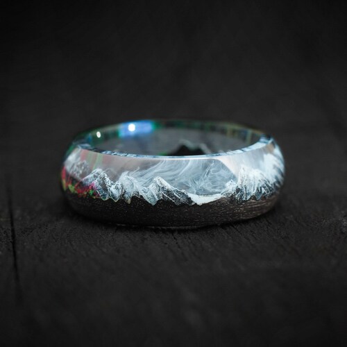 Seasons Handmade wooden shops ring Wedding ring Winter Spring Autumn Summer ring 4 seasons Mountain landscape Ring for man Ring for woman