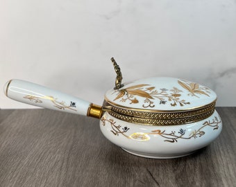 Vintage Silent Butler Crumb Catcher w/ Gold Leaf Design - Portable Individual Serving Dish