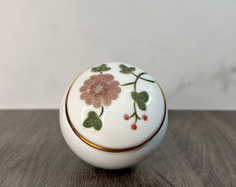 Lovely Blossom Handcrafted Jar with Lid - Small Ceramic Floral Storage Container