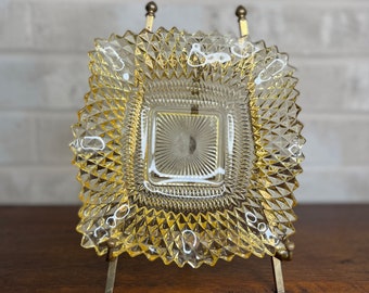 Charming Federal Glass Sungold Bonbon Square Dish - Delightful Ruffled Design