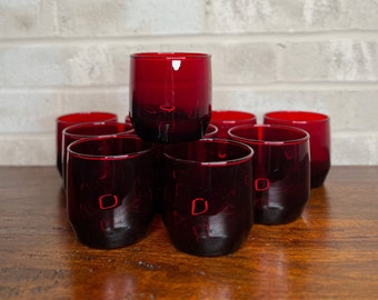 Classic Set of 10 Anchor Hocking Royal Ruby Red Tumblers, Vintage Glassware