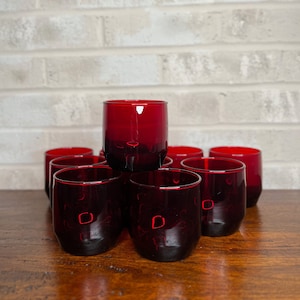 Classic Set of 10 Anchor Hocking Royal Ruby Red Tumblers, Vintage Glassware