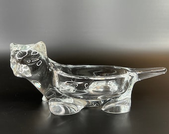 Charming Vintage Sasaki Crystal Cat Figurine - Ideal as Paperweight, Trinket or Candy Dish