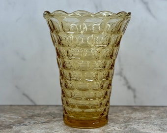 Vintage Federal Glass Yorktown Amber Floral Vase - Colonial Style Decor