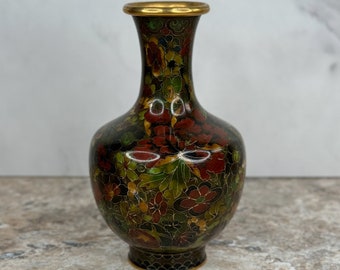 Colorful Mid-Century Chinese Cloisonne Artisan Crafted Vase for Home Decor