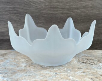Vintage Viking Glass Frosted Satin Epic Stockholm Lotus Bowl by Wayne Husted