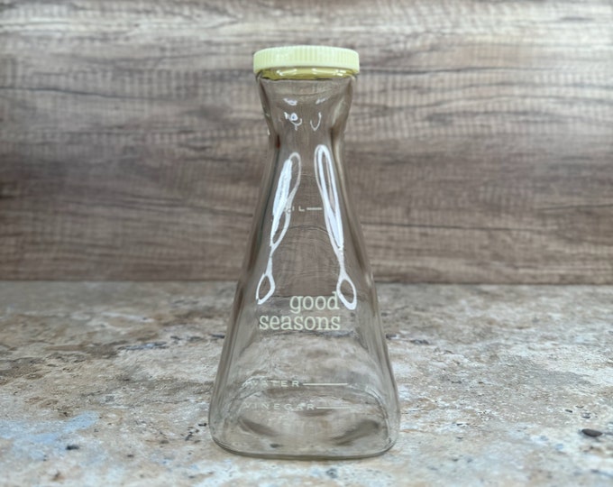Good Seasons Cruet With Cream Top Vintage Glass Salad Dressing Bottle