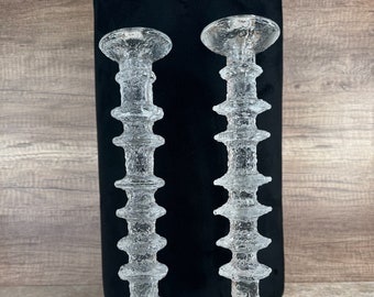 1966 Sarpaneva Littala Festivo 8 ring Candle Holders, Set of 2, Made in Finland, Signed TS