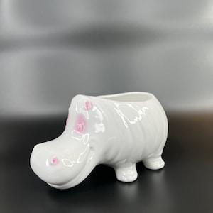 Hippopotamus Ceramic Animal Shaped Pot for Small Plants or Succulents image 1