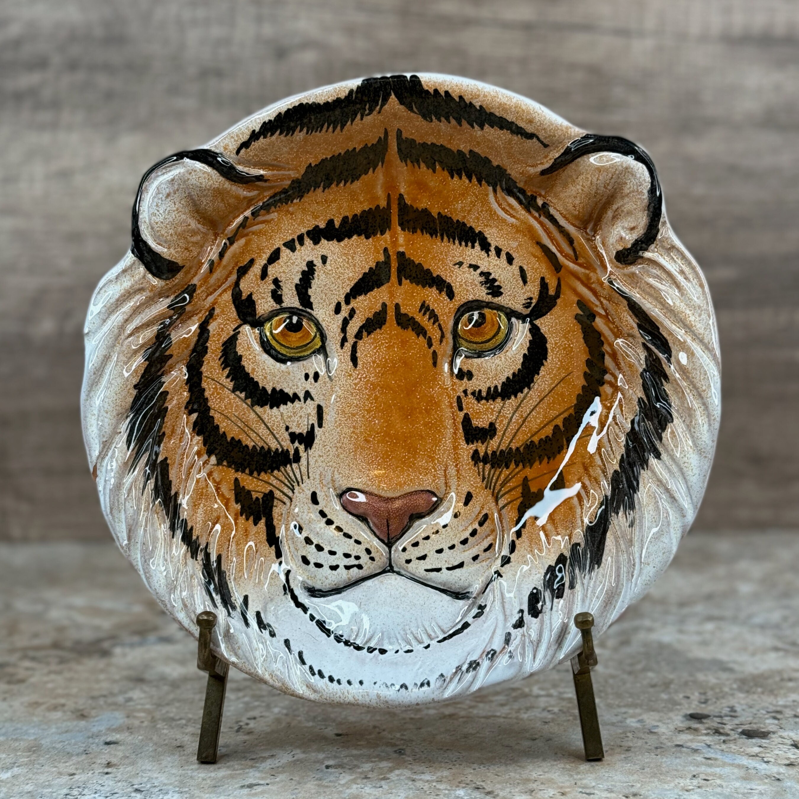 Ceramic Round Dinner Plate Portrait Of Bengal Tiger 1