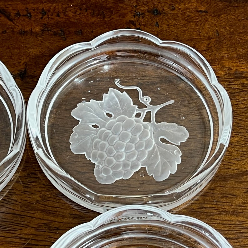 Vintage Embossed Glass Coasters with Floral and Fruit Design by Byron Hirota image 6