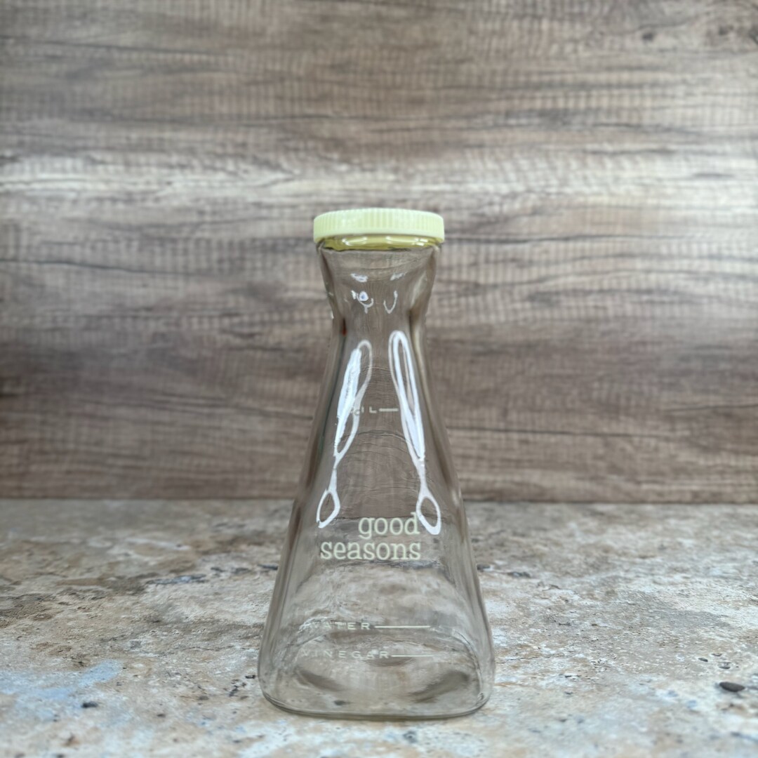 Good Seasons Cruet With Cream Top Vintage Glass Salad Dressing Bottle