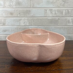Mid-century Modern Vintage Pfaltzgraff Divided Serving Bowl in Speckled Pink image 3