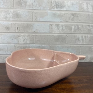 Mid-century Modern Vintage Pfaltzgraff Divided Serving Bowl in Speckled Pink image 2