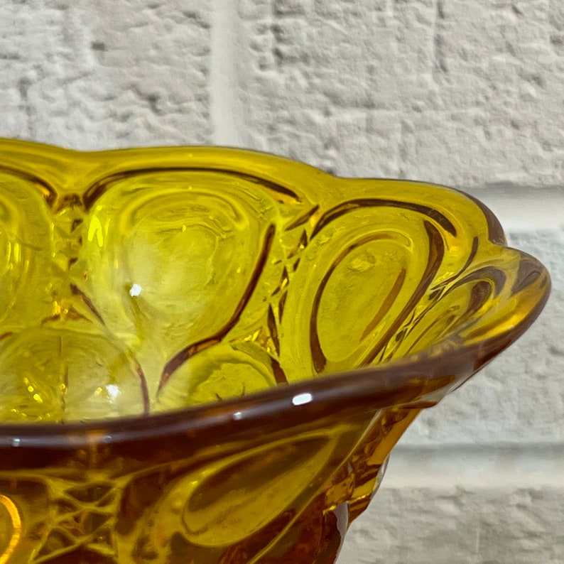 Antique LE Smith Amber Glass Moon and Stars Compote Elegant Footed Pedestal Bowl image 8