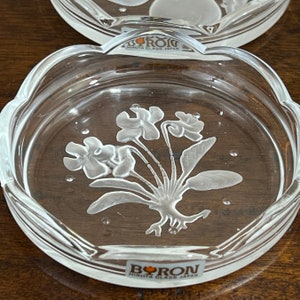 Vintage Embossed Glass Coasters with Floral and Fruit Design by Byron Hirota image 3