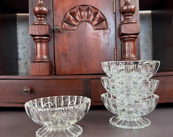 Jeannette National Pattern Clear Glass Nut Dishes Small Individual Serving Crystal Snack Dessert Cups