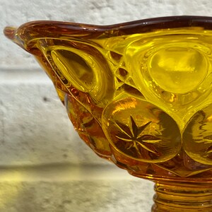 Antique LE Smith Amber Glass Moon and Stars Compote Elegant Footed Pedestal Bowl image 7