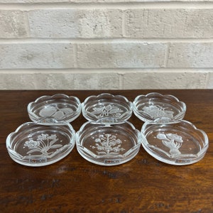Vintage Embossed Glass Coasters with Floral and Fruit Design by Byron Hirota image 2