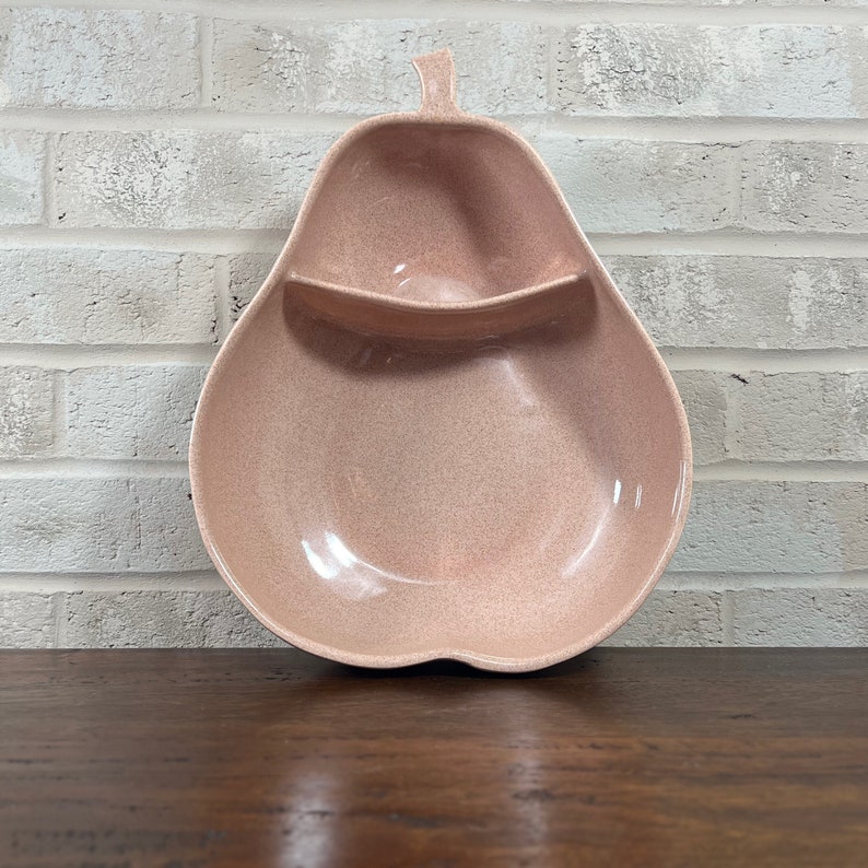 Mid-century Modern Vintage Pfaltzgraff Divided Serving Bowl in Speckled Pink image 1