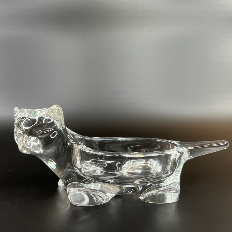 Charming Vintage Sasaki Crystal Cat Figurine Ideal as Paperweight, Trinket or Candy Dish image 1