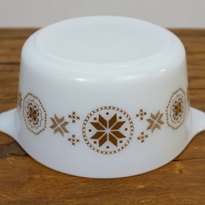 Vintage Pyrex 473 Cinderella Town & Country Brown Snowflake 1 qt Round Casserole Dish image 9