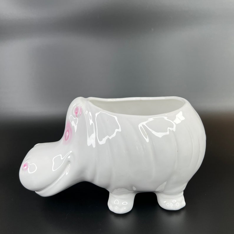 Hippopotamus Ceramic Animal Shaped Pot for Small Plants or Succulents image 2