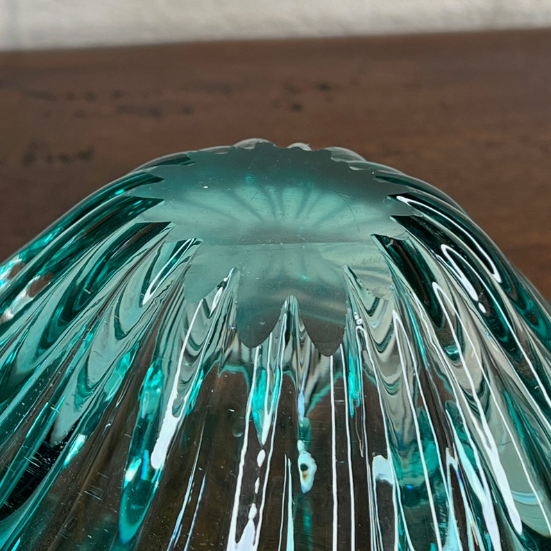 Teal Glassware, Vintage Murano Glass, Small Blue Trinket Dish from the 1950s image 10