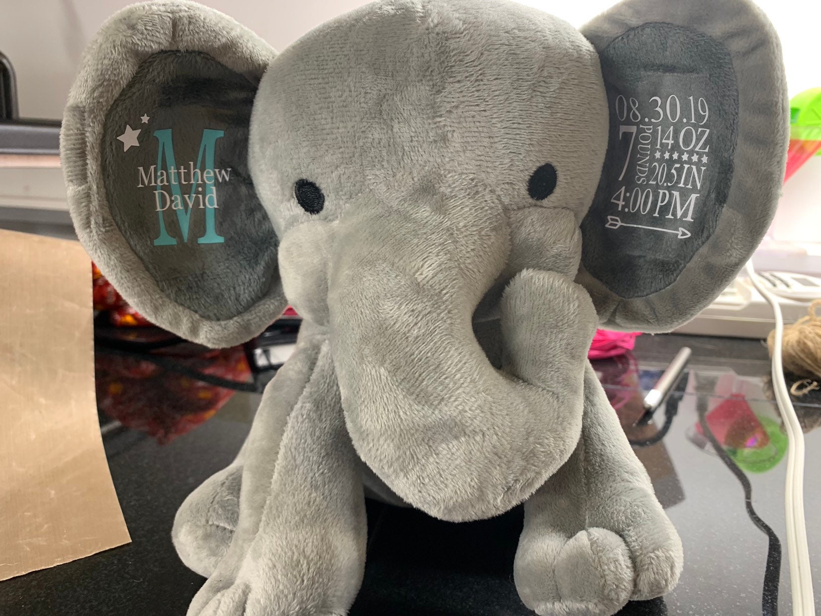 Personalized stuffed elephant customized new baby baby Etsy