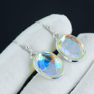 Mystic Topaz Sterling Silver Earring-925 Silver Earring-Gemstone Earring-Handmade Earring-Mystic Topaz Silver Earring Birthday gifts For Her